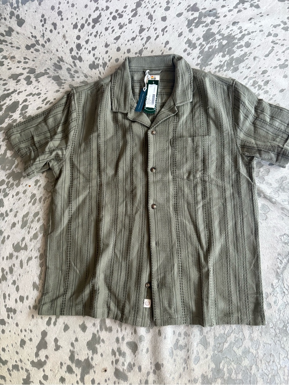 Marine Layer Olive Green Short Sleeve Button-Down Shirt
